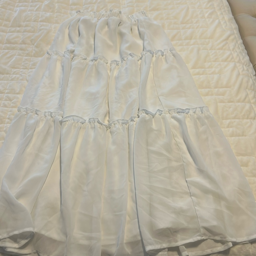 White tiered maxi skirt, white